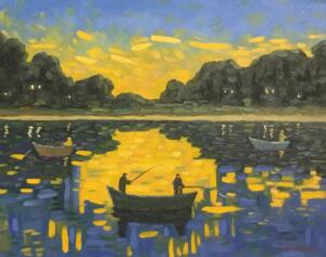 FISHING IN THE SUN   |   16 x 20   |  Oil on canvas  |  21 x 25 Framed   |  $1750