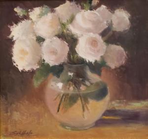 Spring Roses  |  Oil on board  |  14 x 15  |  18 x 19 Framed  |  $1,100