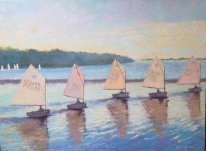 Sunrise Fleet  |  Oil on canvas  |  18 x 24  |  19 x 25 Framed  |  $1,750