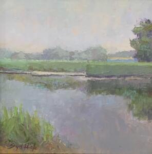 RUSHY MARSH CLOUDY MORNING  |    Oil on board  |  8 x 8  |  11 x 11 Framed  |  $500