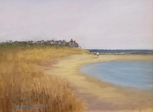 JOGGER ON THE BEACH  |  Oil on canvas  |  11 x 14  |  17 x 20 Framed  |  $1100
