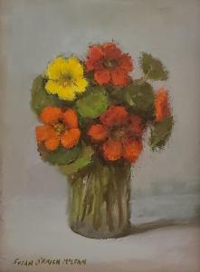 NASTURTIUMS  |  Oil on board  |  8 x 6  |  12 x 14 Framed  |  $500