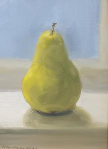 Pear in Window  |  Oil on board  |  8 x 6  |  12 x 10 Framed  |  $500