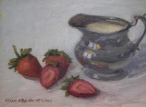 STRAWBERRIES AND CREAM  |  Oil on board  |  6 x 8  |  11 x 13 Framed  |  $500