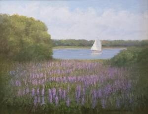 Lupins by the Bay  |  Oil on canvas  |  16 x 20  |  22 x 26 Framed  |  $1700