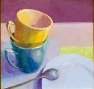 STACKING CUPS  |  Oil on panel  |  8 x 8  |  14 x 14 Framed  |  $600
