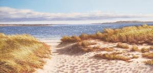 WARM AFTERNOON AT THE SHORE  |  Oil on linen panel  |  12 x 24  |  16 x 28 Framed  |  $2300