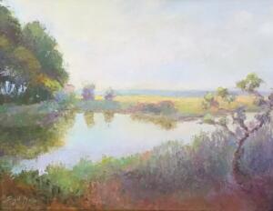 SPIT AT RUSTY MARSH, SUMMER MORNING  |  Oil on board  |  11 x 14  |  17 x 20 Framed  |  $900
